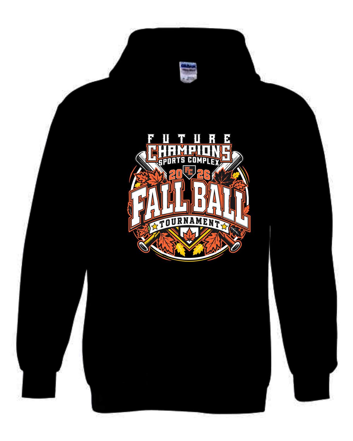 FC-FALL BALL-18500 BLACK REGULAR PULLOVER HOODIE (FRONT &amp; BACK PRINT)