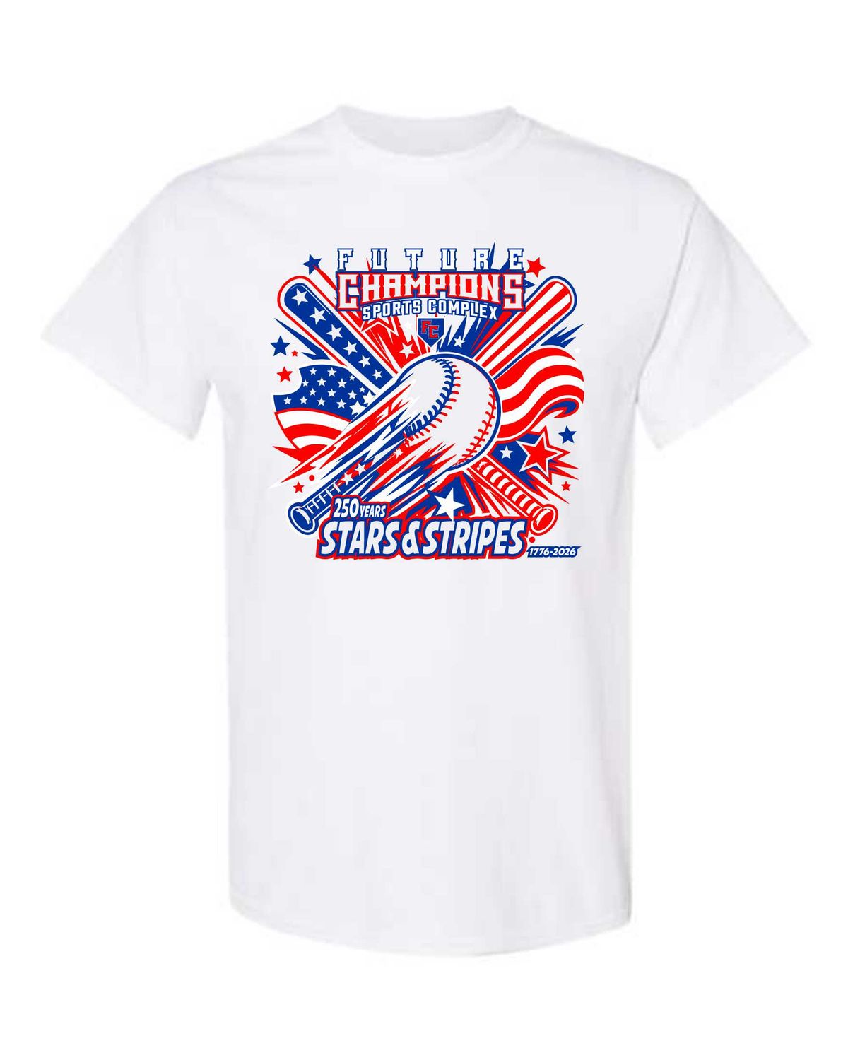 FC-STARS &amp; STRIPES-5000 WHITE REGULAR T-SHIRT (FRONT &amp; BACK PRINT)