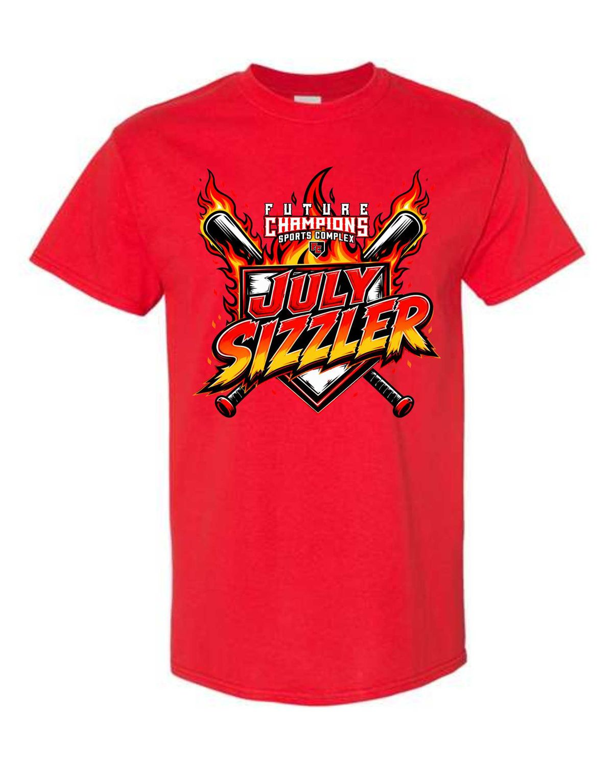 FC-JULY SIZZLER-5000 RED REGULAR T-SHIRT (FRONT &amp; BACK PRINT)