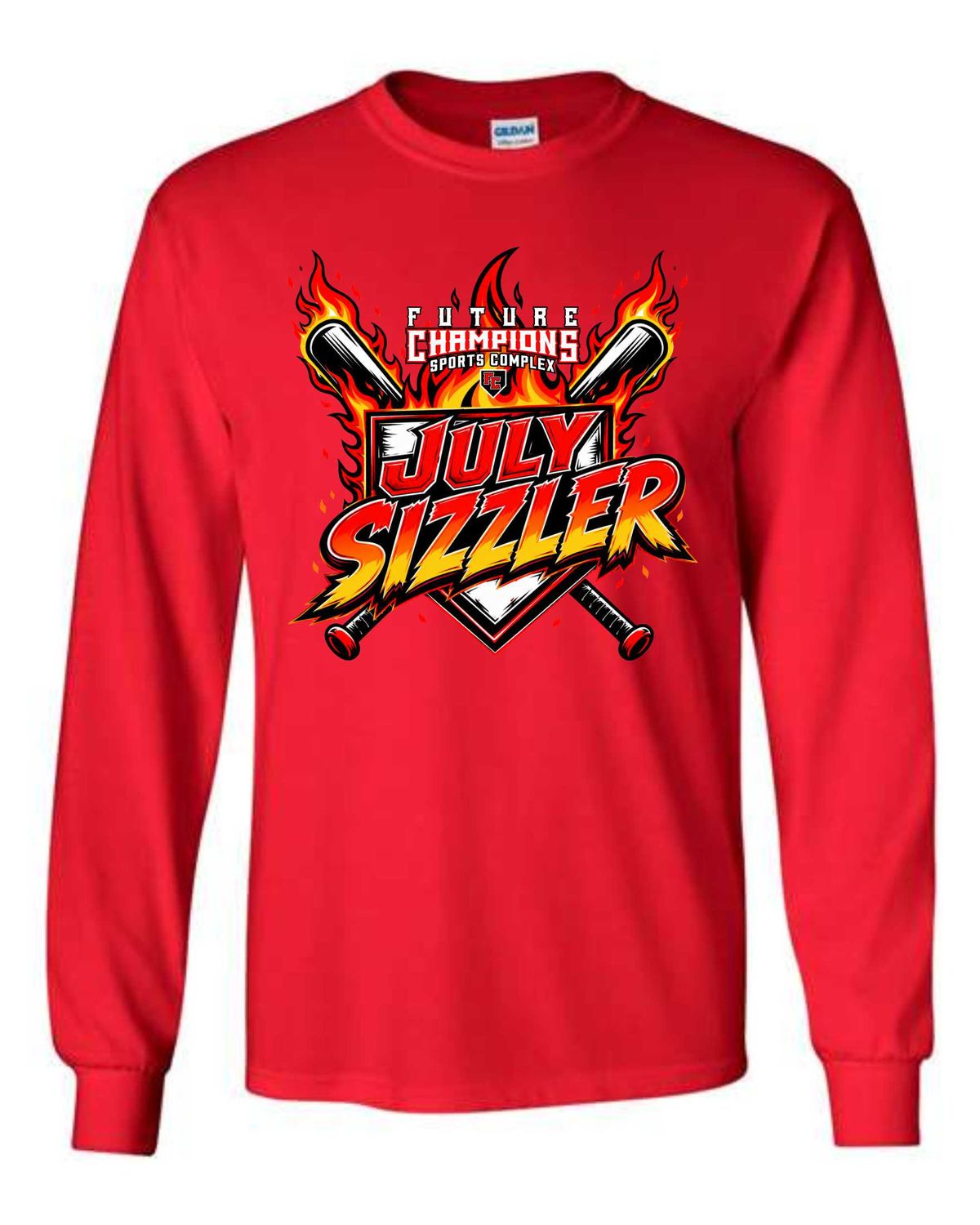 FC-JULY SIZZLER-5400 RED REGULAR LONG SLEEVE-T (FRONT &amp; BACK PRINT)