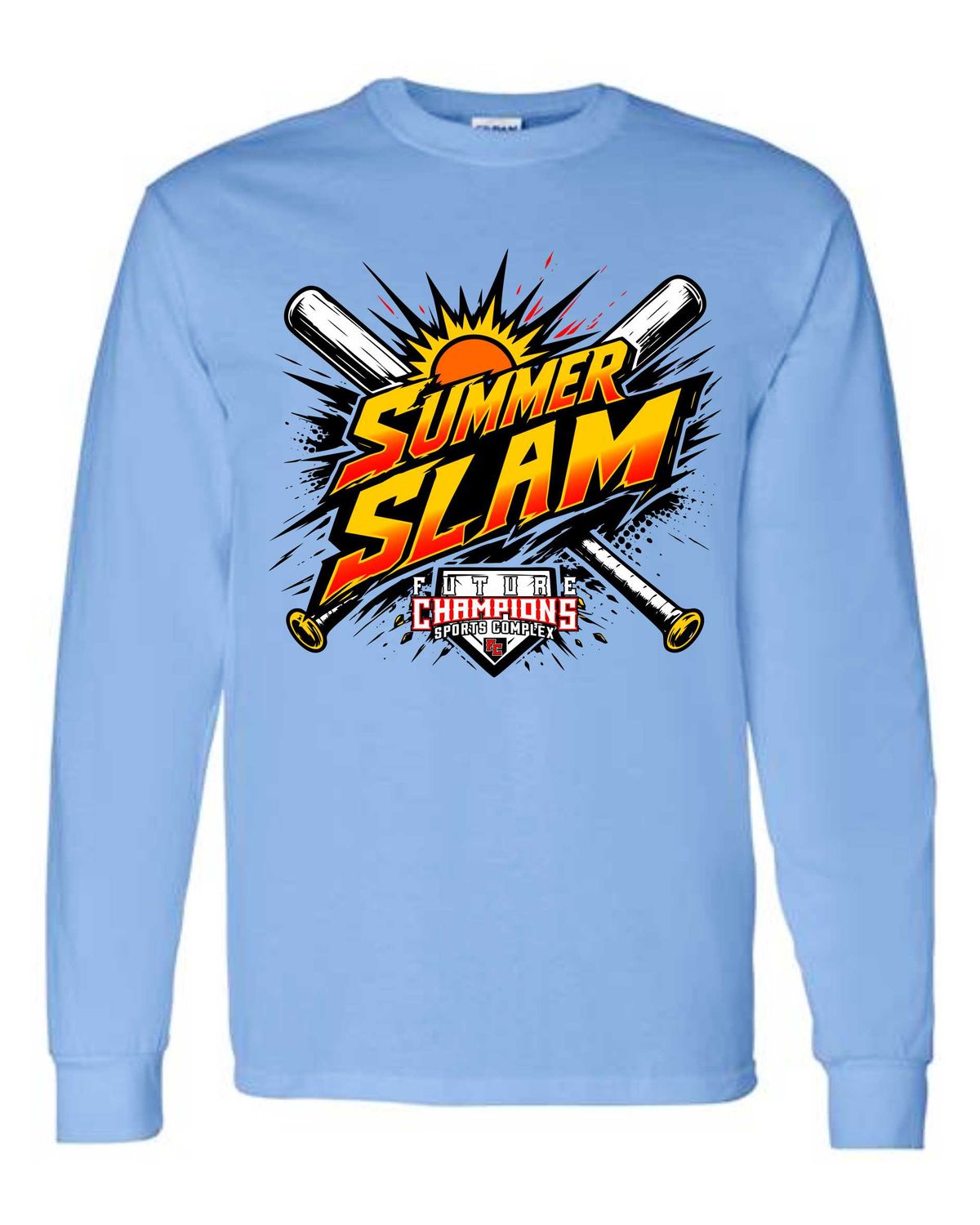 FC-SUMMER SLAM-5400 CAROLINA BLUE REGULAR LONG SLEEVE-T (FRONT &amp; BACK PRINT)