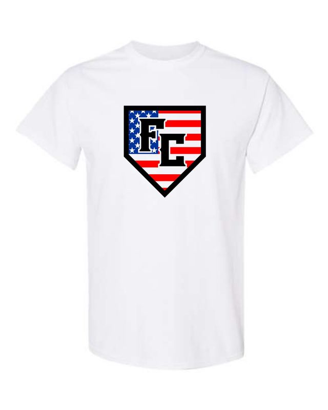 FC PATRIOTIC HOME PLATE-5000 WHITE REGULAR T-SHIRT (FRONT PRINT ONLY)