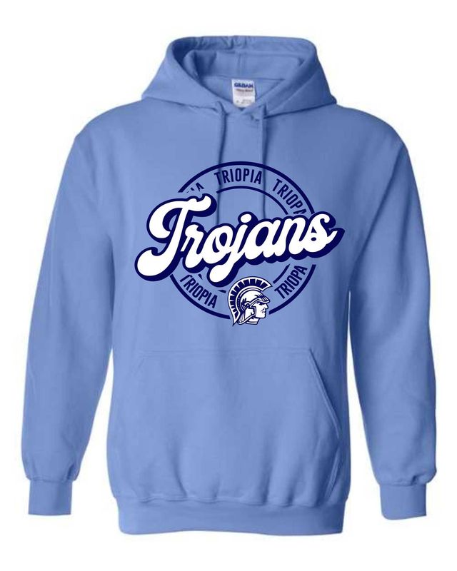 TRIOPIA TROJANS-GILDAN 18500 CAROLINA BLUE PULLOVER HOODIE