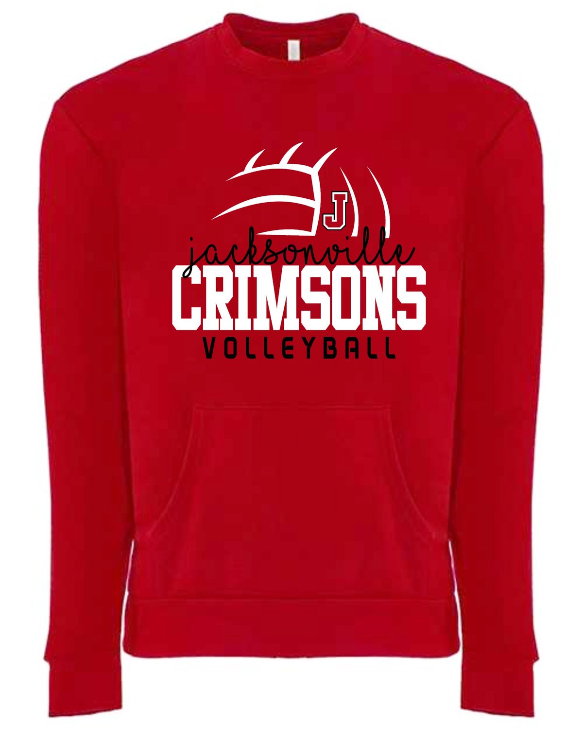 JMS VOLLEYBALL-9001 RED POCKET CREWNECK SWEATSHIRT