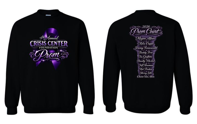 CRISIS CENTER PROM-18000 BLACK CREWNECK SWEATSHIRT