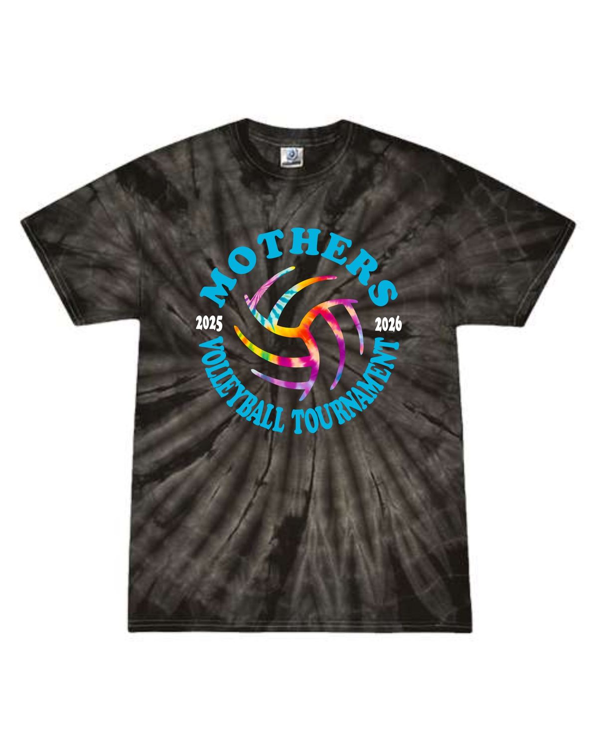 MOTHERS VOLLEYBALL-1000 BLACK SPIDER Tie-Dyed T-Shirt