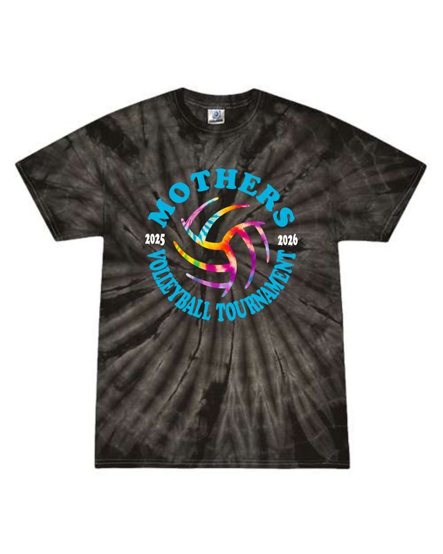 MOTHERS VOLLEYBALL-1000 BLACK SPIDER Tie-Dyed T-Shirt