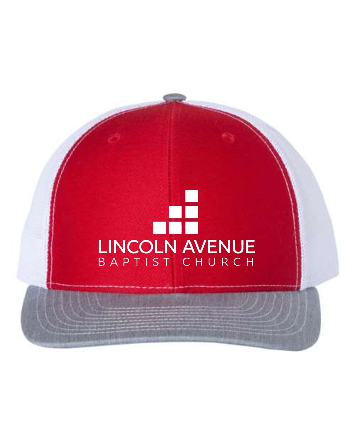 LINCOLN AVENUE-112 RED/CHARCOAL SNAP-BACK TRUCKER HAT (EMBROIDERED)