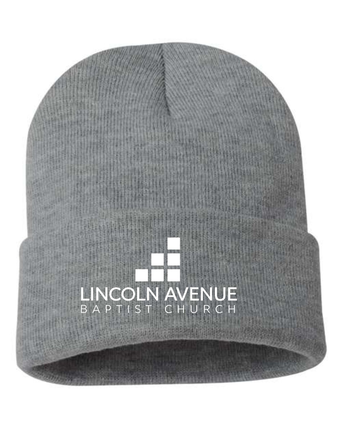 LINCOLN AVENUE-SP12 12" DARK HEATHER GREY CUFFED STOCKING CAP (EMBROIDERED)