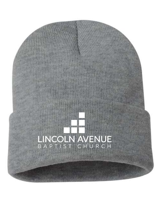 LINCOLN AVENUE-SP12 12" DARK HEATHER GREY CUFFED STOCKING CAP (EMBROIDERED)