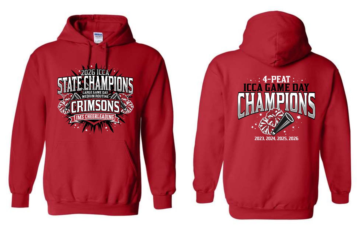 JMS ICCA STATE-18500 RED PULLOVER HOODIE