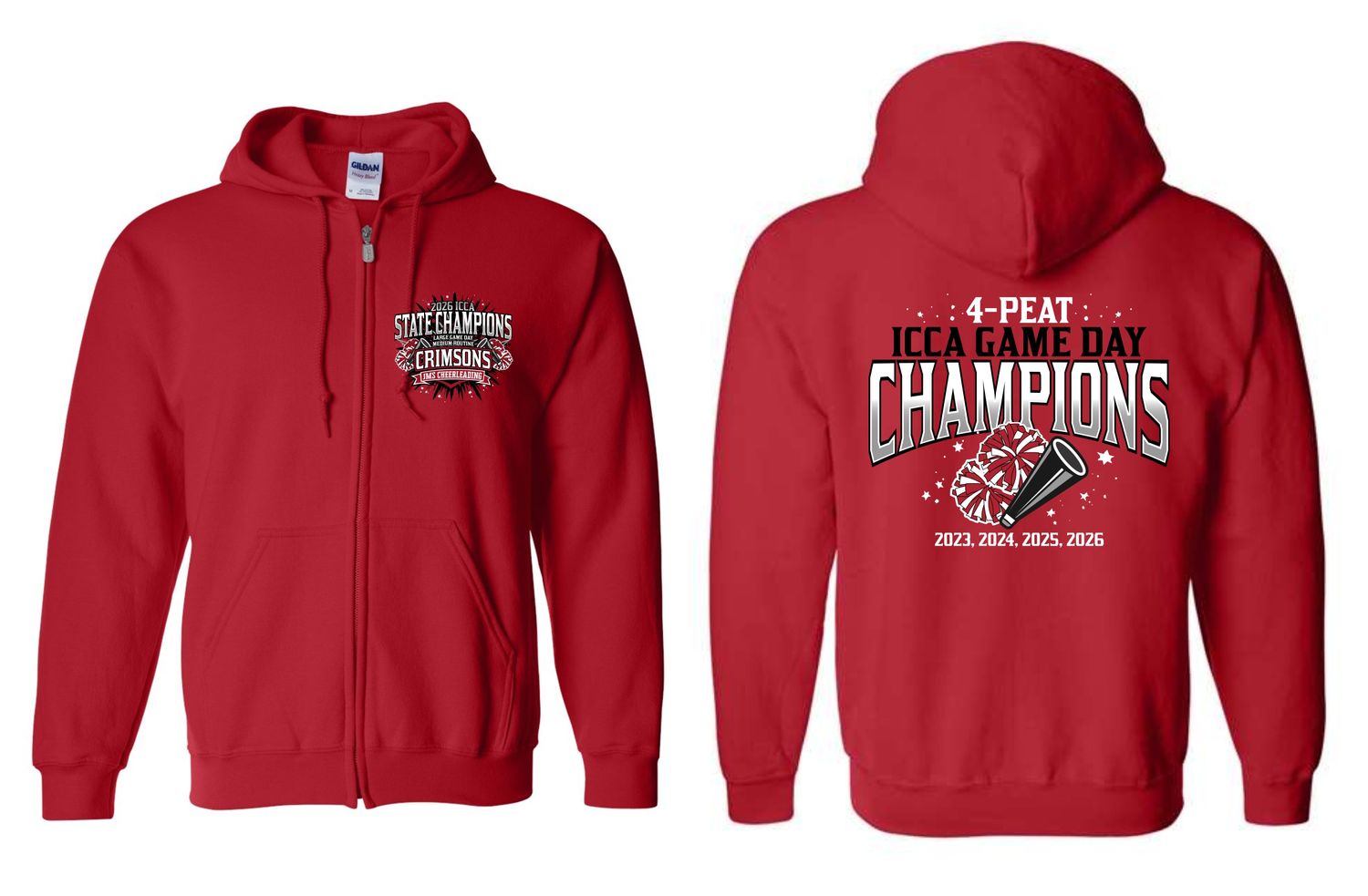 JMS ICCA STATE-18600 RED FULL ZIP HOODIE