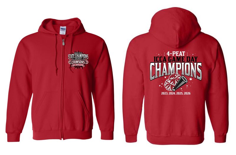 JMS ICCA STATE-18600 RED FULL ZIP HOODIE