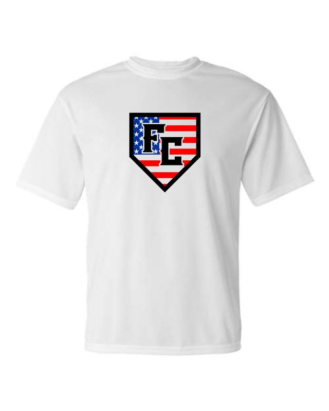 FC-PATRIOTIC HOME PLATE-5100 WHITE DRI-FIT T-SHIRT (FRONT PRINT ONLY)