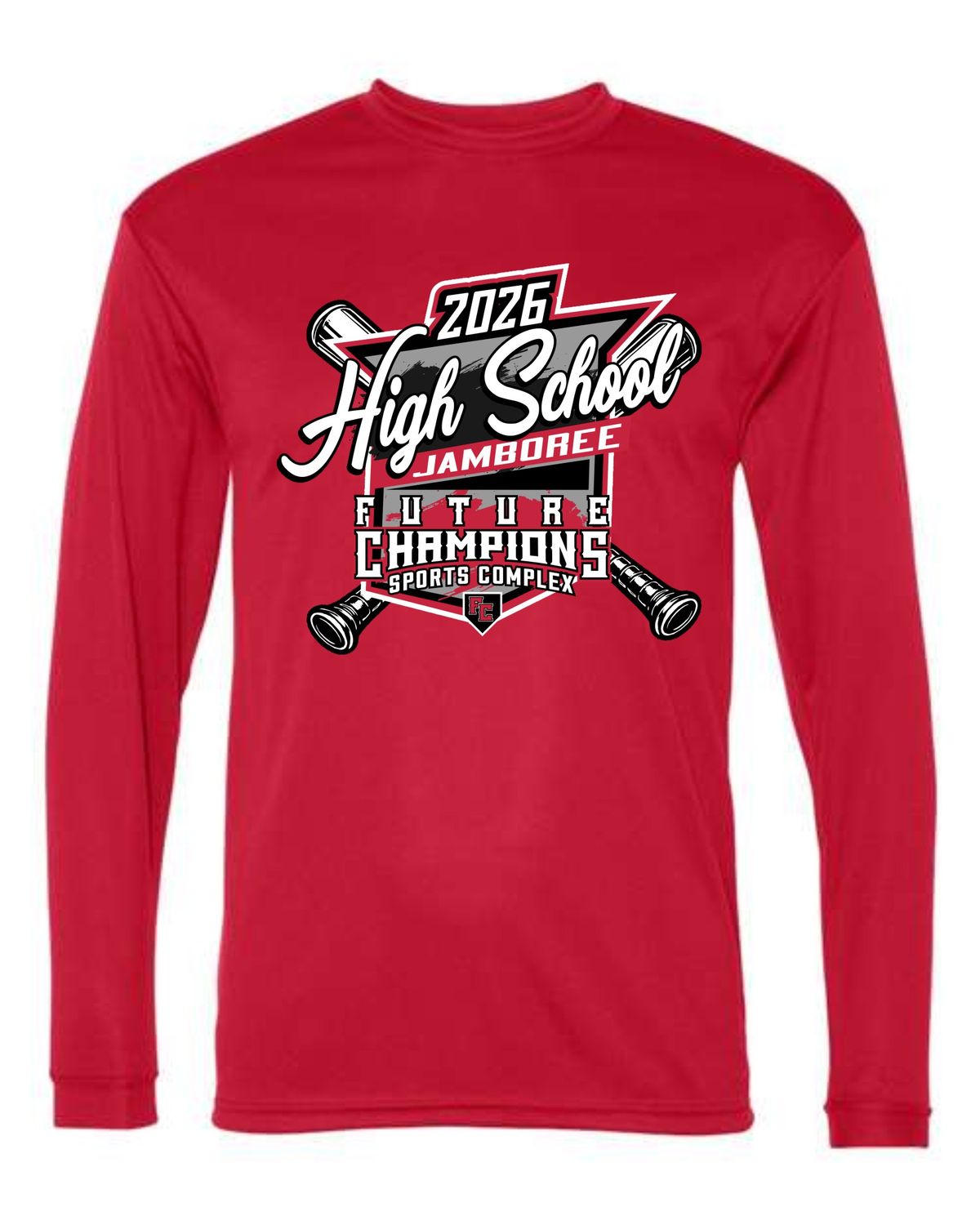 FC-HIGH SCHOOL JAMBOREE-5104 RED DRI-FIT LONG SLEEVE-T (FRONT &amp; BACK PRINT)