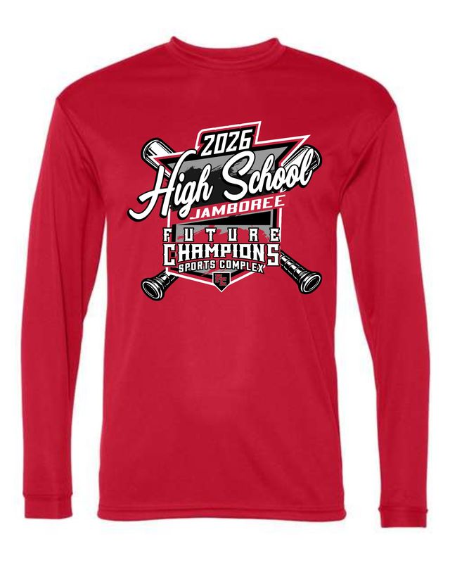 FC-HIGH SCHOOL JAMBOREE-5104 RED DRI-FIT LONG SLEEVE-T (FRONT &amp; BACK PRINT)