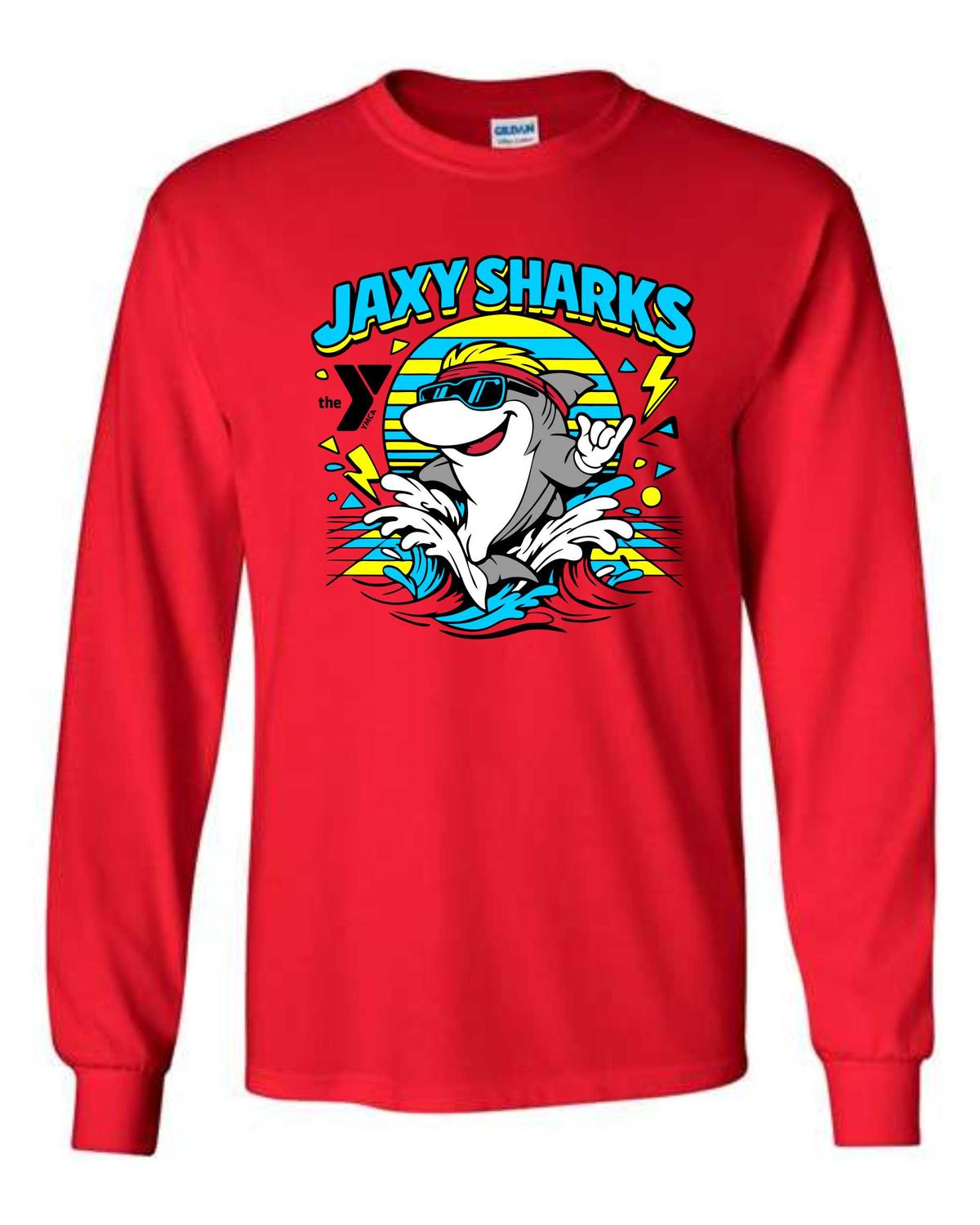 JAXY SHARKS STATE-5400 RED LONG SLEEVE-T