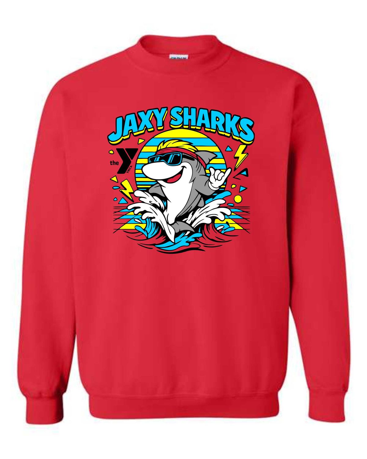 JAXY SHARKS STATE-18000 RED CREWNECK SWEATSHIRT