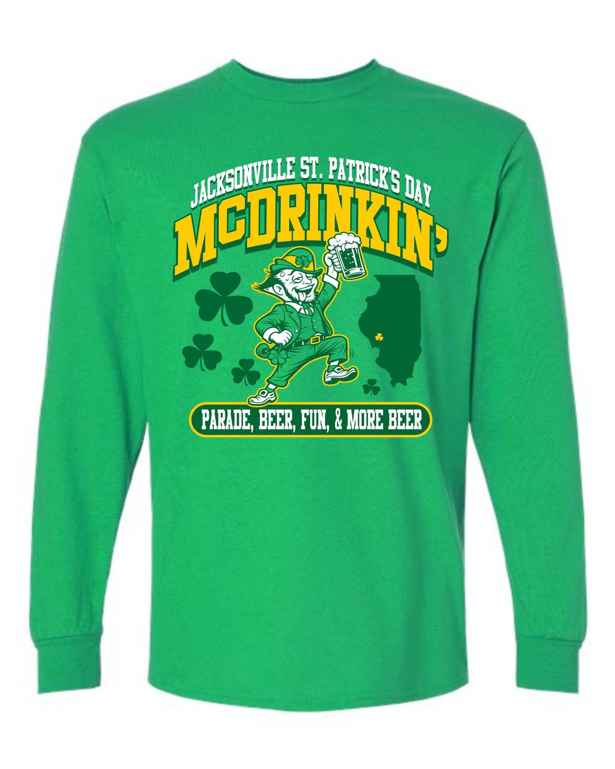 McDRINKIN-5400  IRISH GREEN LONG SLEEVE-T