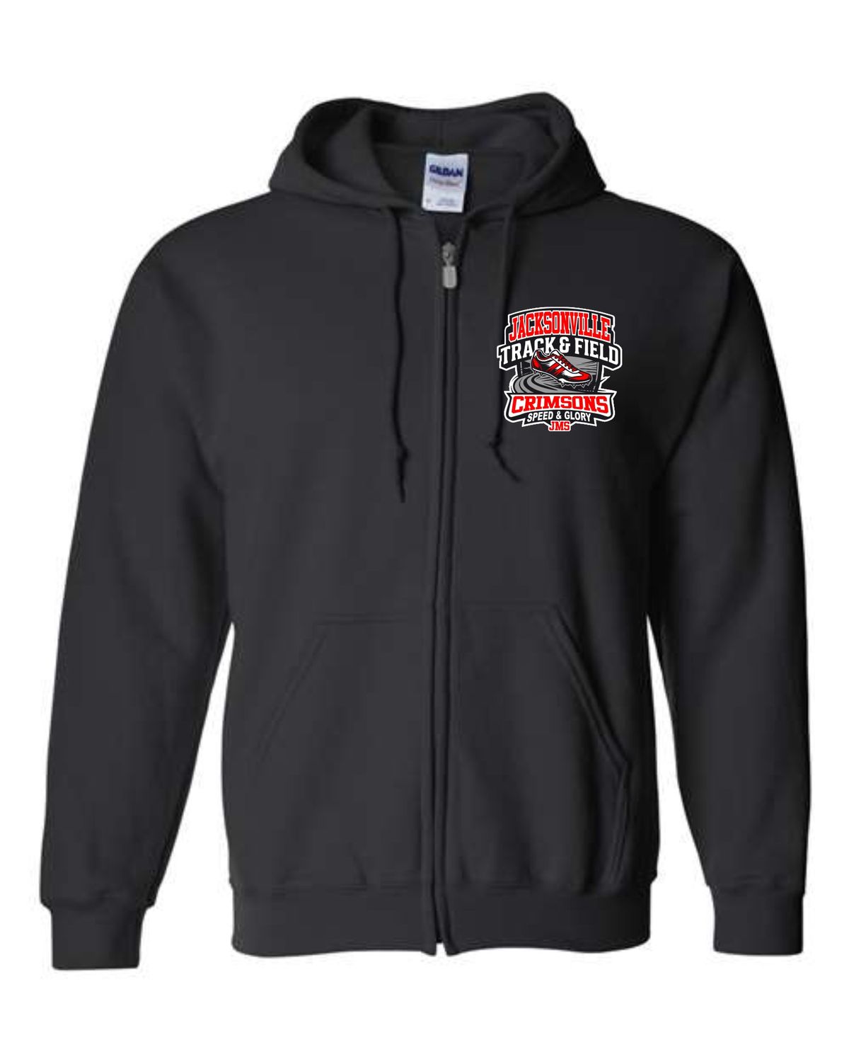JMS TRACK-18600 BLACK ZIP-UP HOODIE