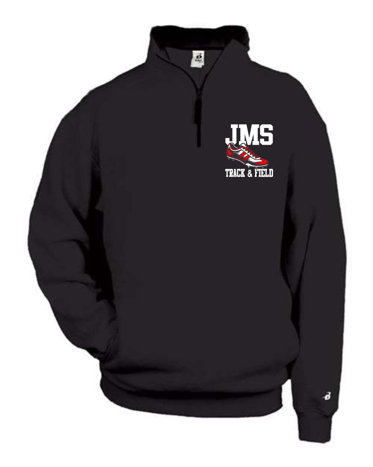 JMS TRACK-1286 BLACK QUARTER-ZIP PULLOVER