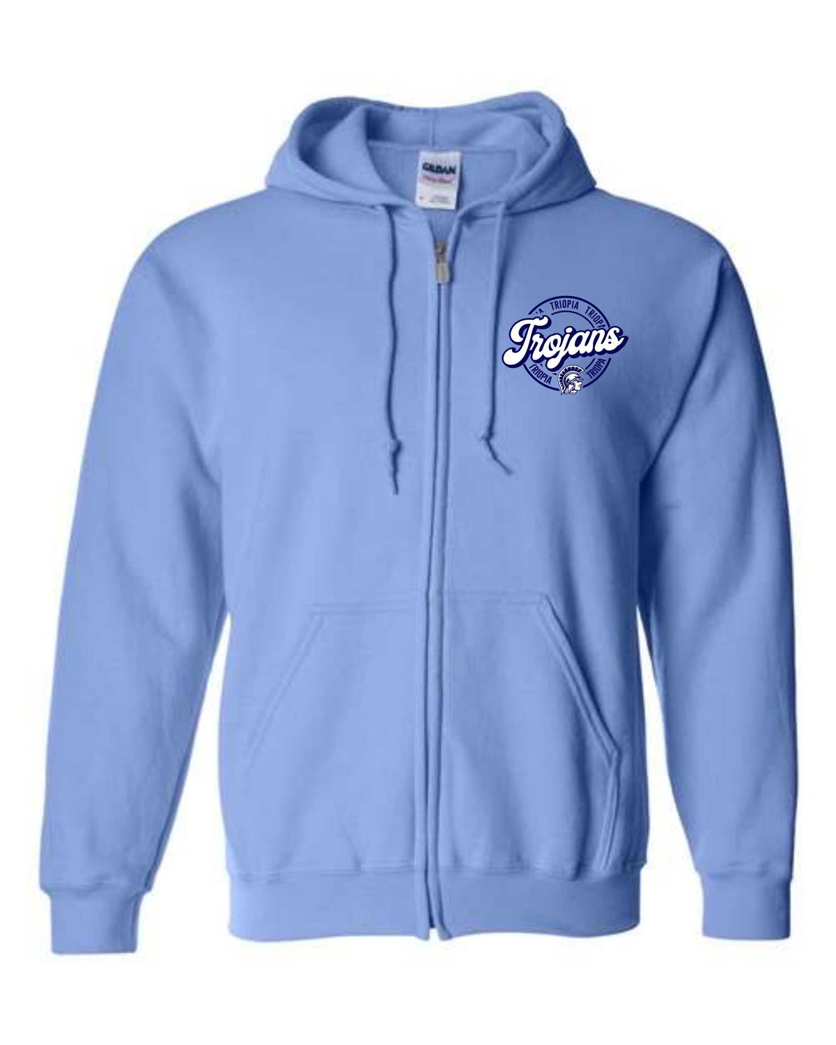 TRIOPIA TROJANS-GILDAN 18600 CAROLINA BLUE FULL-ZIP HOODIE