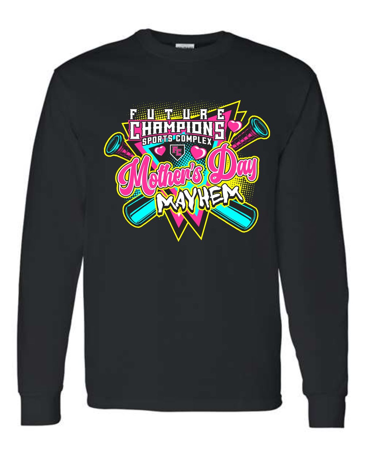 FC-MOTHER'S DAY MAYHEM-5400 BLACK REGULAR LONG SLEEVE-T (FRONT &amp; BACK PRINT)