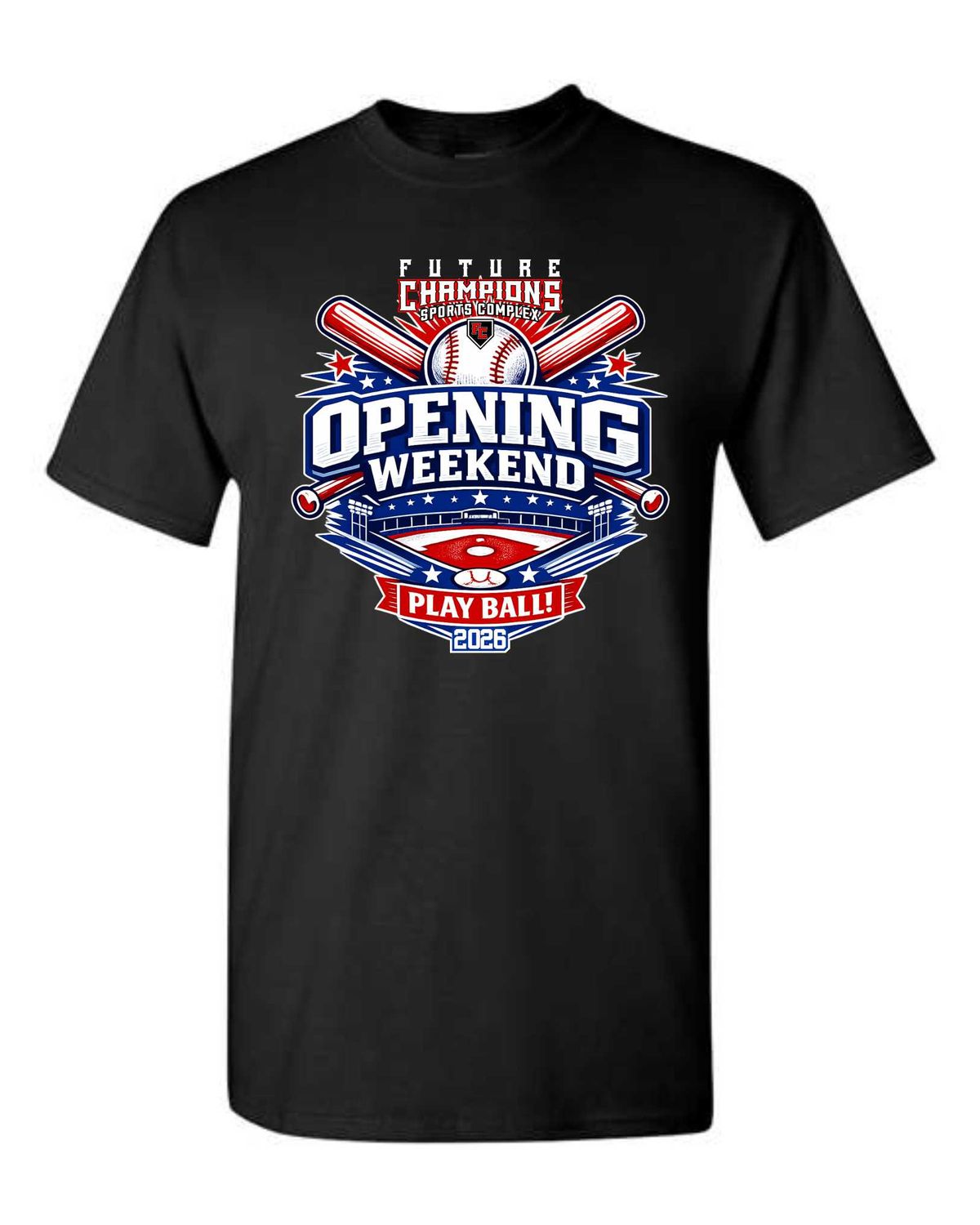 FC-OPENING WEEKEND-5000 BLACK REGULAR T-SHIRT (FRONT &amp; BACK PRINT)