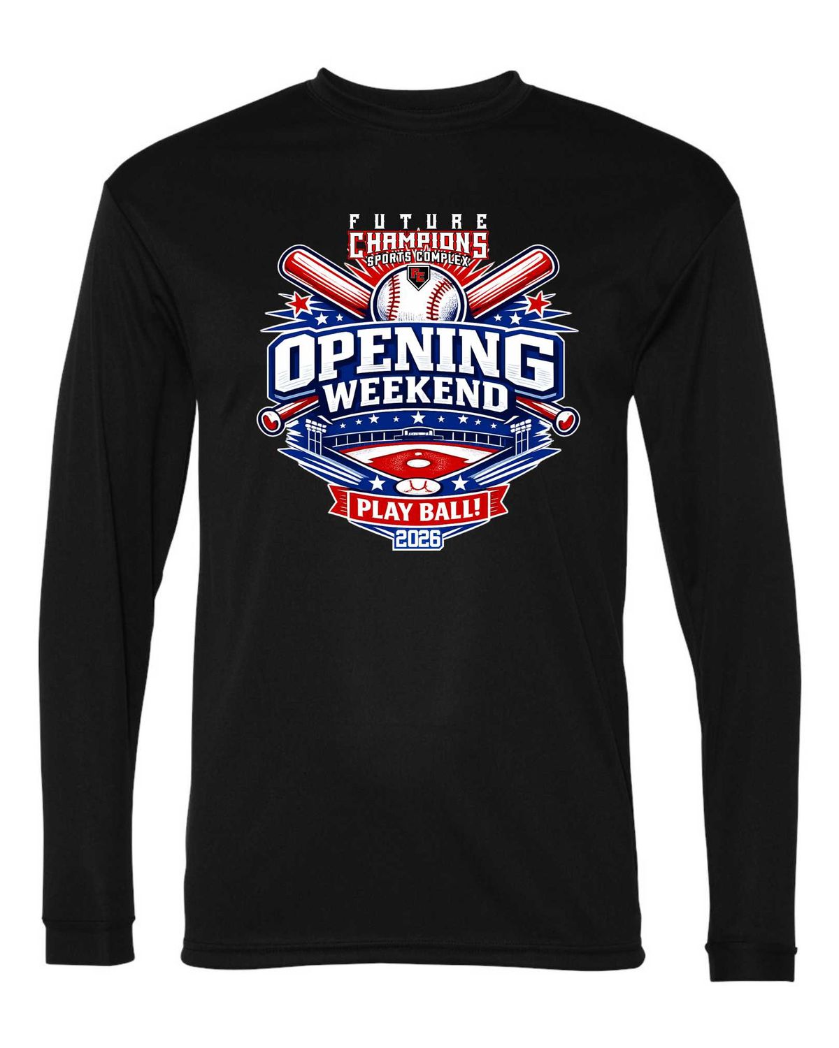 FC-OPENING WEEKEND-5104 BLACK DRI-FIT LONG SLEEVE-T (FRONT &amp; BACK PRINT)