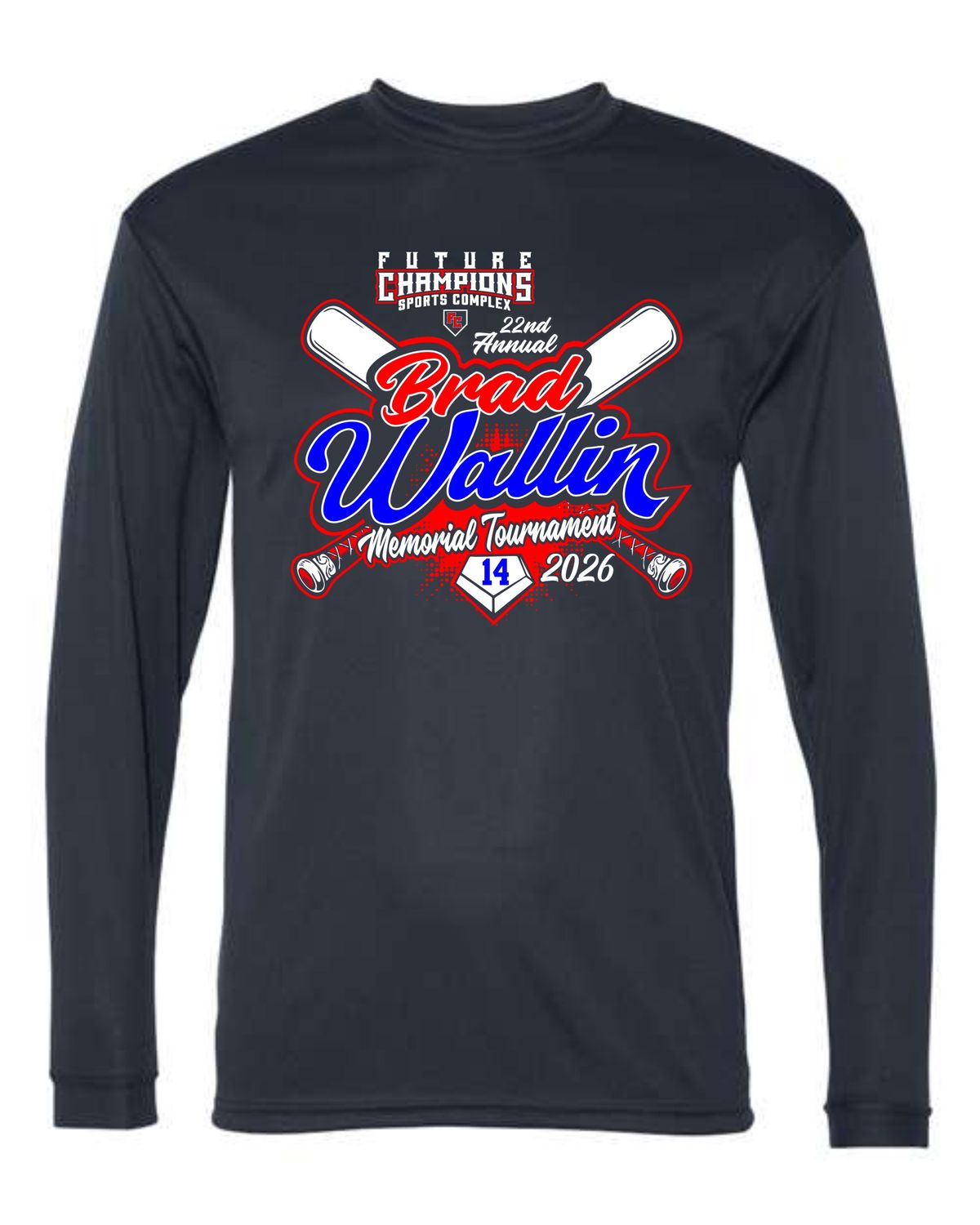 FC-BRAD WLLIN-5104 NAVY BLUE DRI-FIT LONG SLEEVE-T (FRONT &amp; BACK PRINT)