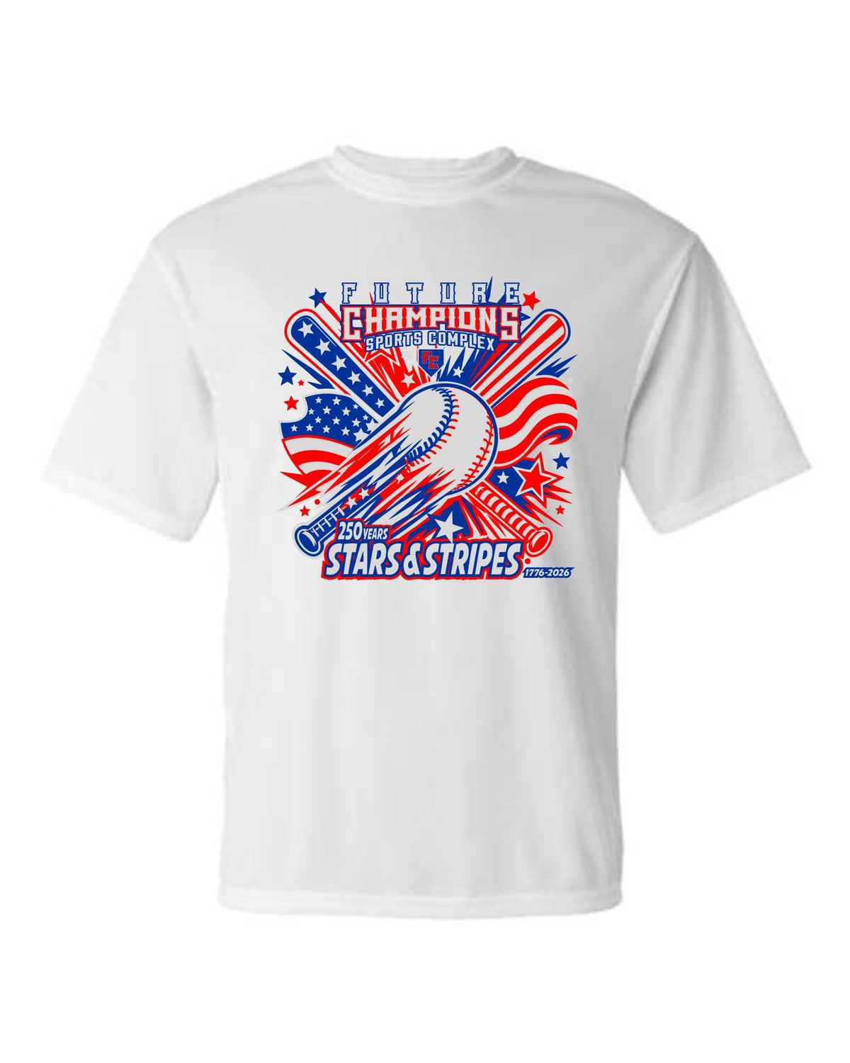 FC-STARS &amp; STRIPES-5100 WHITE DRI-FIT T-SHIRT (FRONT &amp; BACK PRINT)