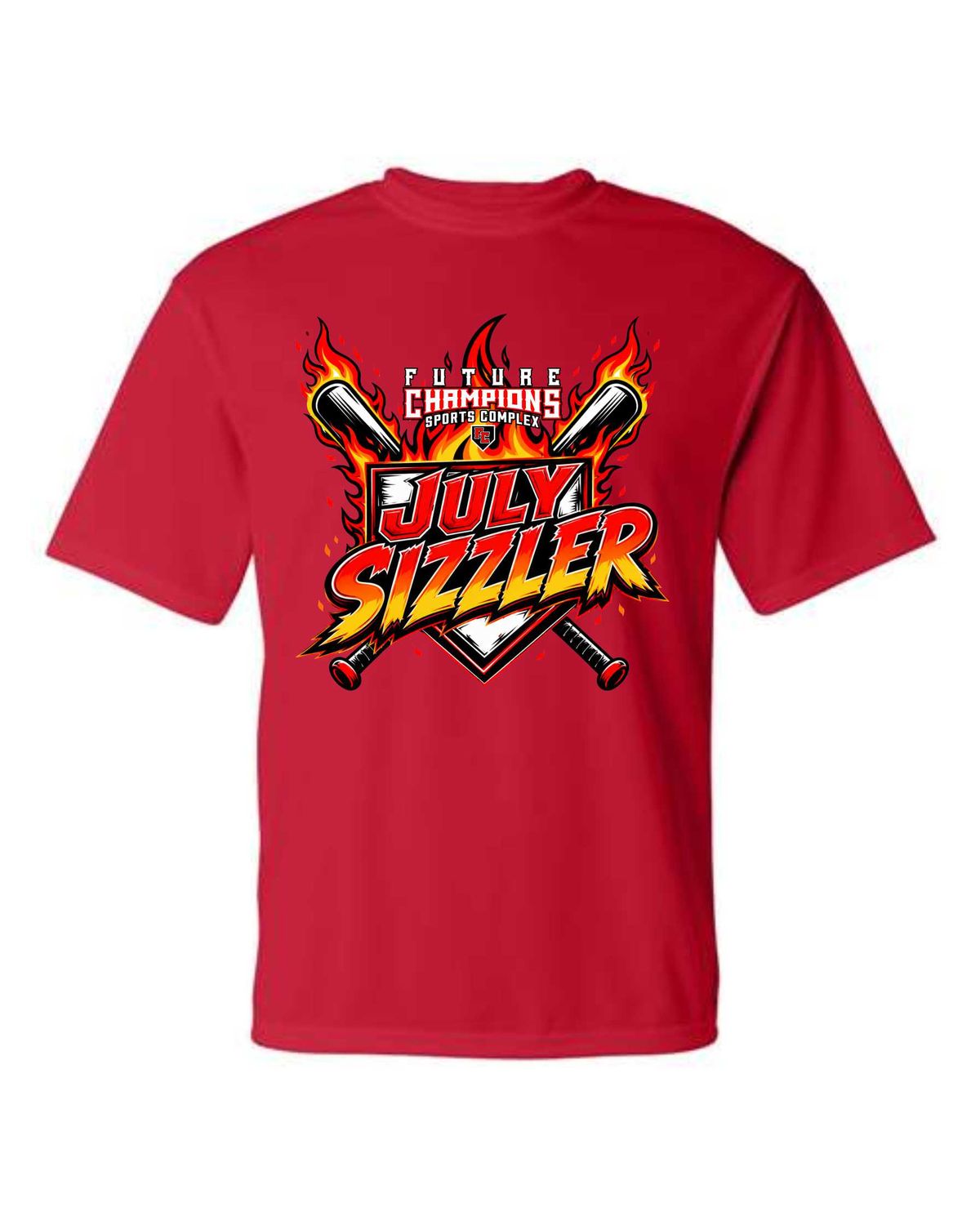 FC-JULY SIZZLER-5100 RED DRI-FIT T-SHIRT (FRONT &amp; BACK PRINT)