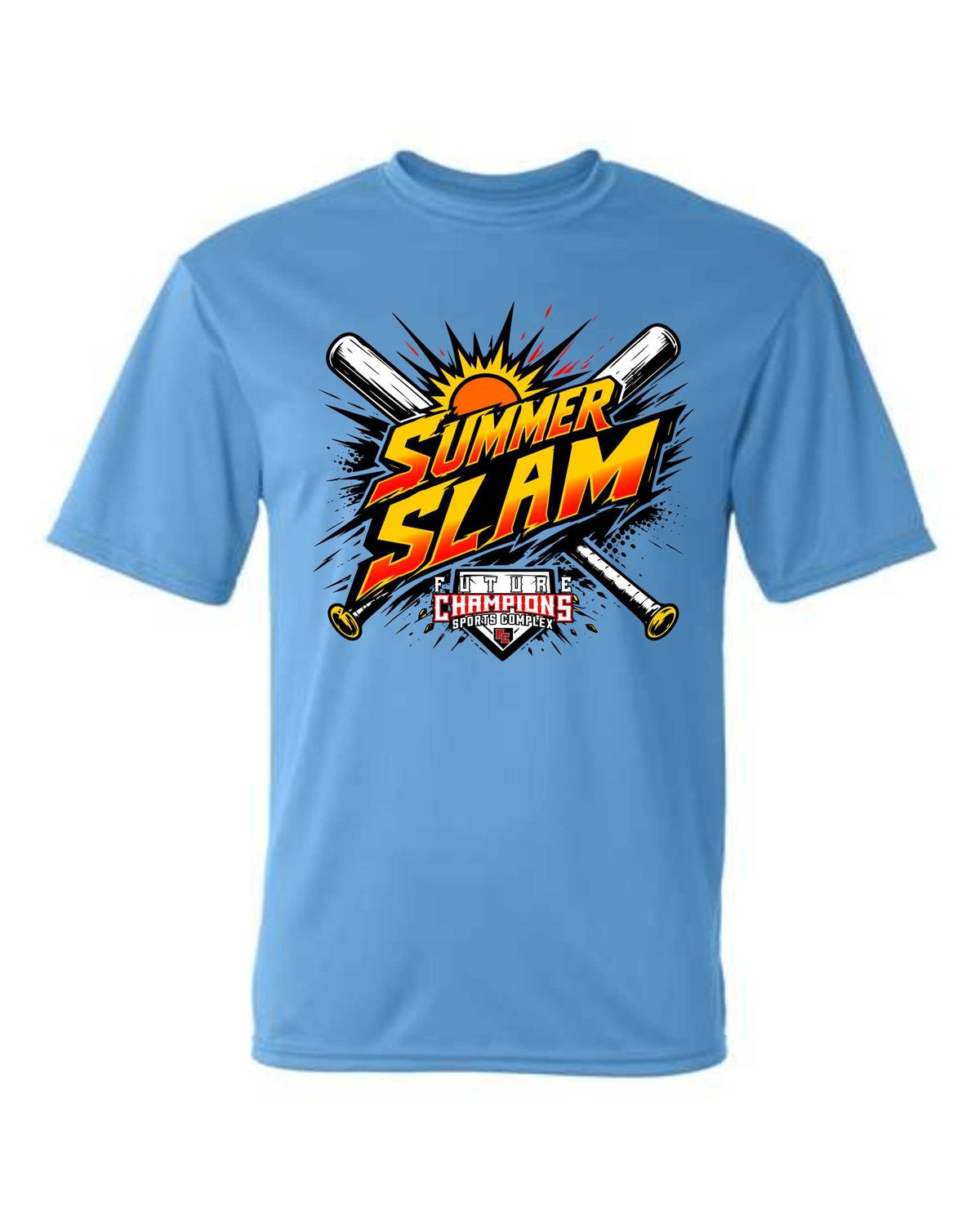 FC-SUMMER SLAM-5100 COLUMBIA BLUE DRI-FIT T-SHIRT (FRONT &amp; BACK PRINT)