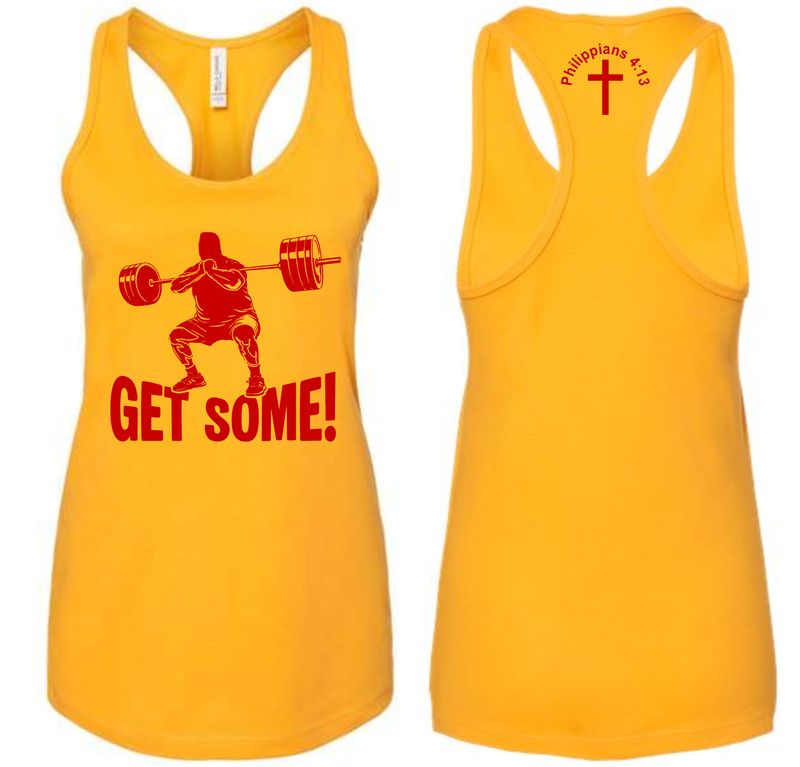 GET SOME-6008 GOLD LADIES RACER BACK TANK