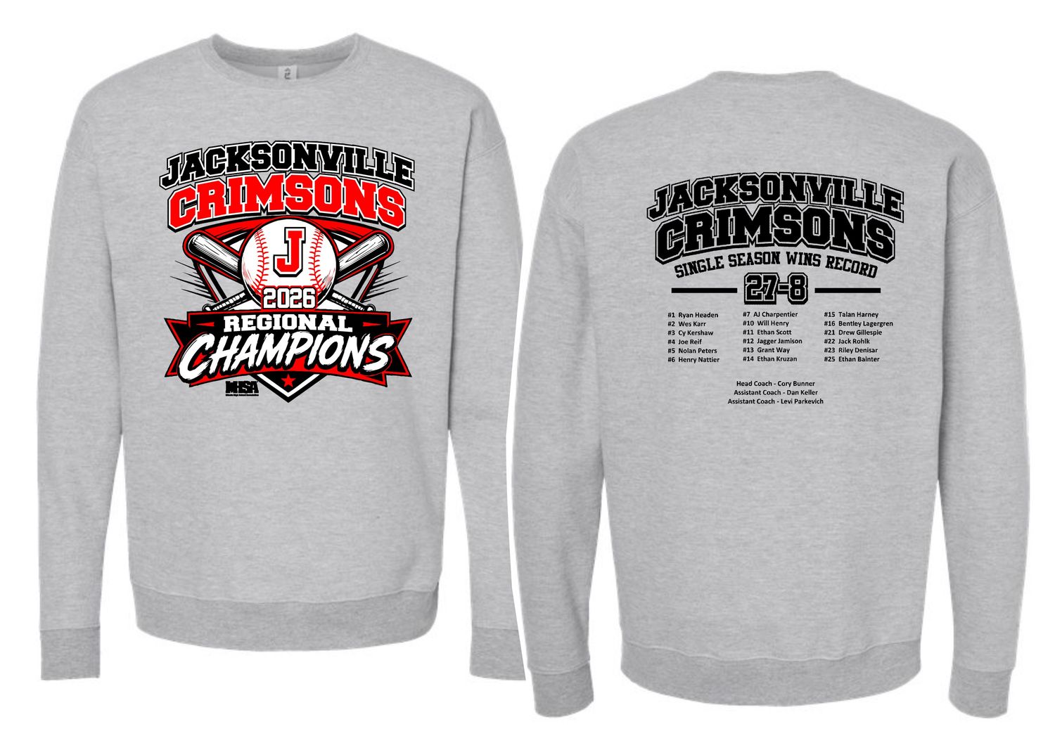 JHS BASEBALL REGIONAL CHAMPS-18000 SPORT GREY / CREWNECK SWEATSHIRT