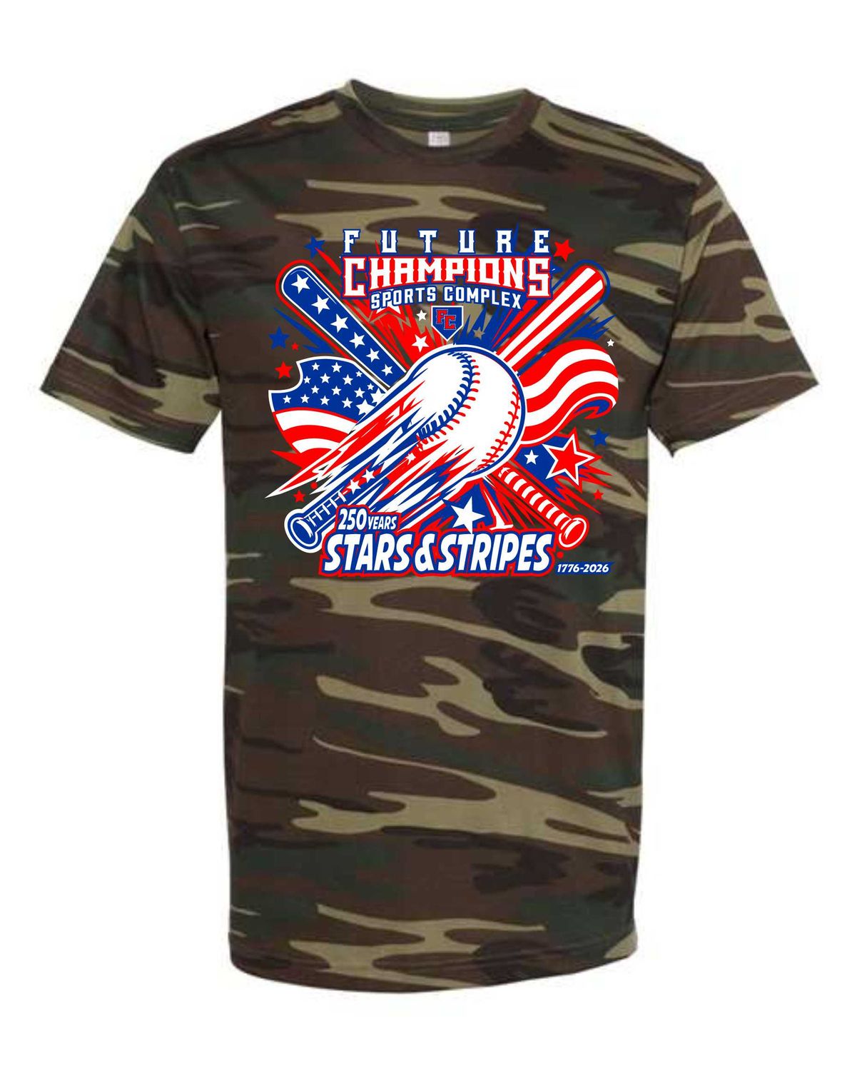 FC-STARS &amp; STRIPES-3907 CAMO UNI-SEX T-SHIRT (FRONT &amp; BACK PRINT)