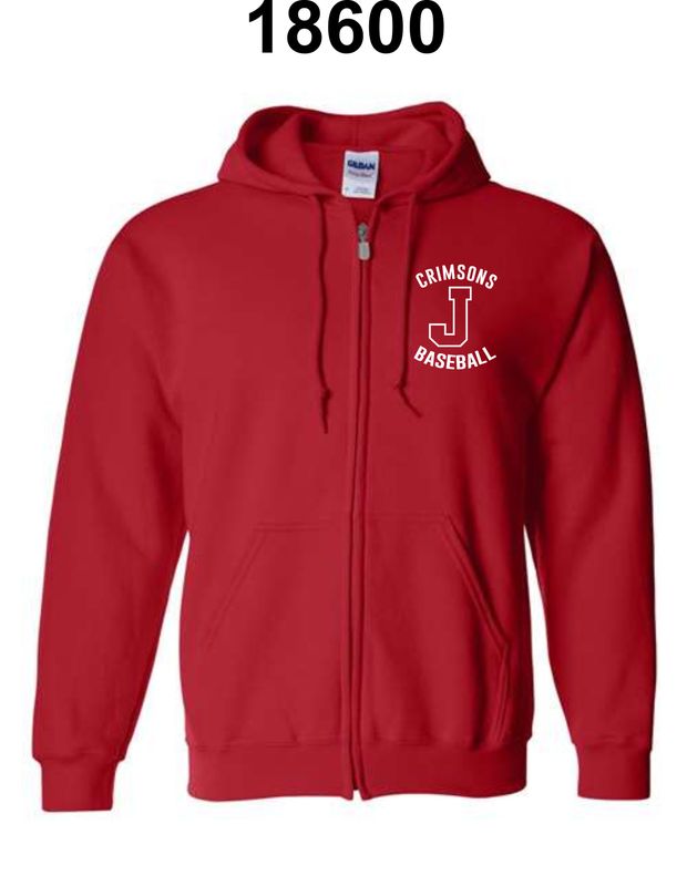 JMS BASEBALL-18600 RED ZIP-UP HOODIE
