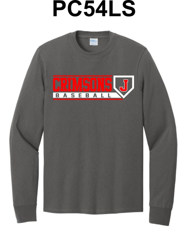 JMS BASEBALL-PC54LS CHARCOAL LONG SLEEVE-T