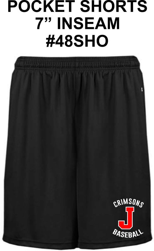 JMS BASEBALL-48SH0 BLACK 7" INSEAM POCKET SHORTS
