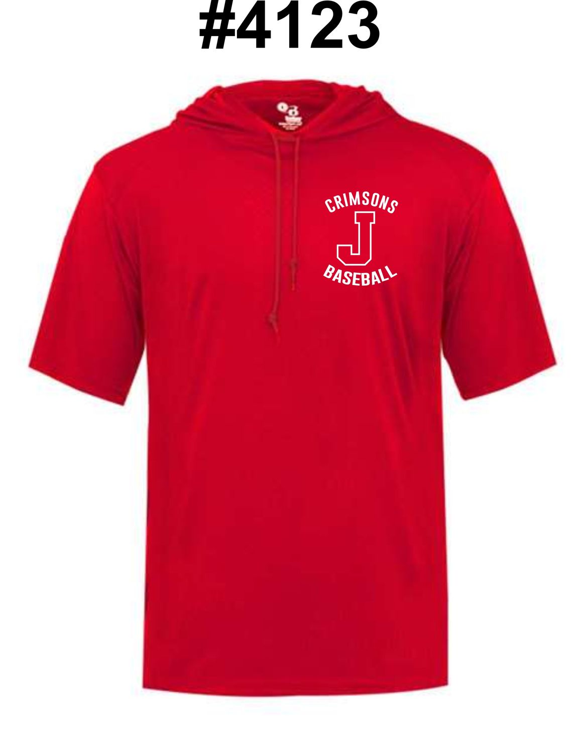 JMS BASEBALL-4123 RED HOODED T-SHIRT