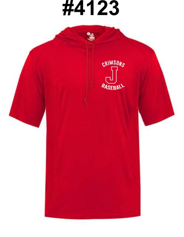 JMS BASEBALL-4123 RED HOODED T-SHIRT