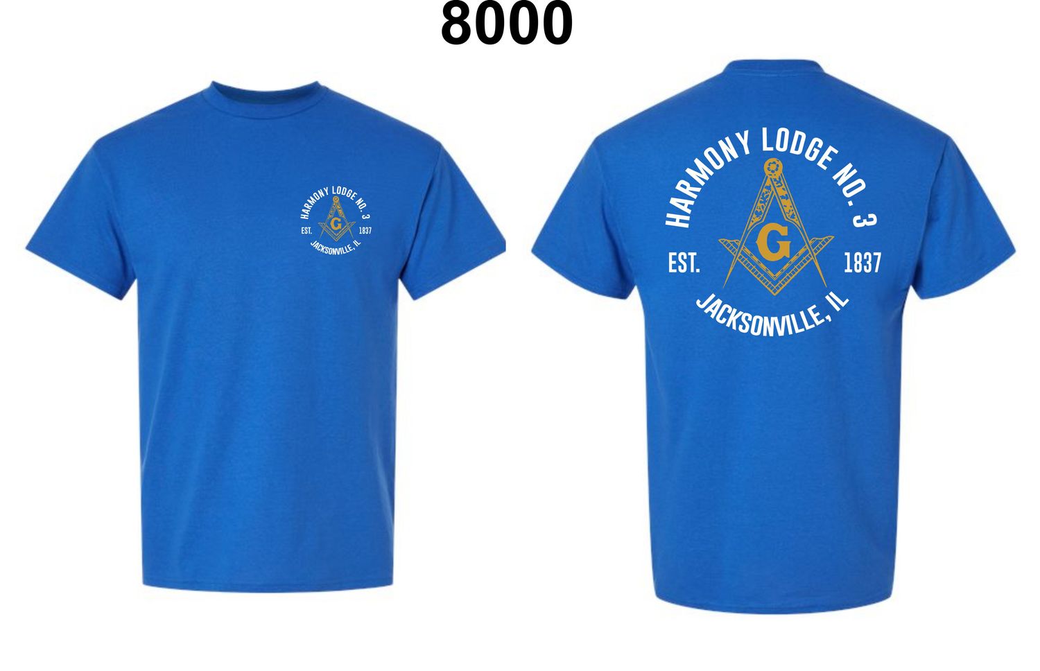 HARMONY LODGE-8000 ROYAL BLUE UNI-SEX T-SHIRT