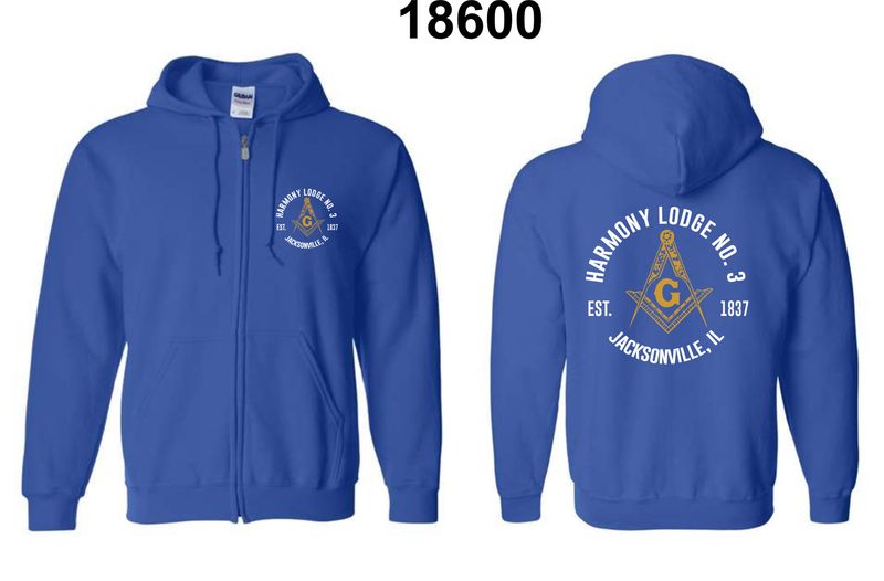 HARMONY LODGE-18600 ROYAL BLUE ZIP-UP HOODIE