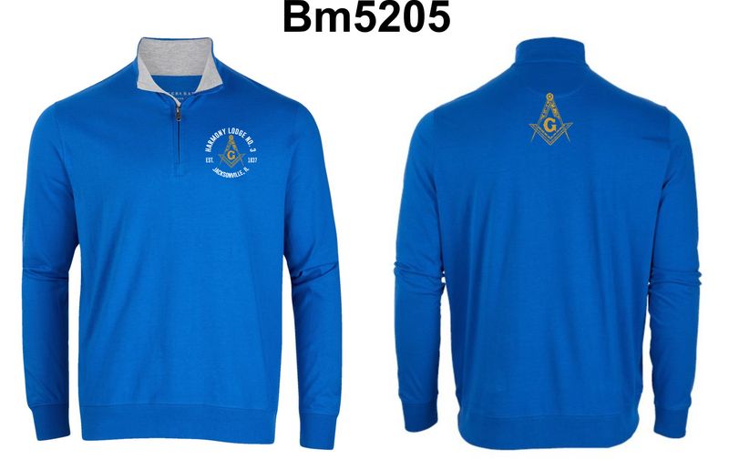 HARMONY LODGE-BM5205 ROYAL BLUE QUARTER-ZIP (EMBROIDERED)