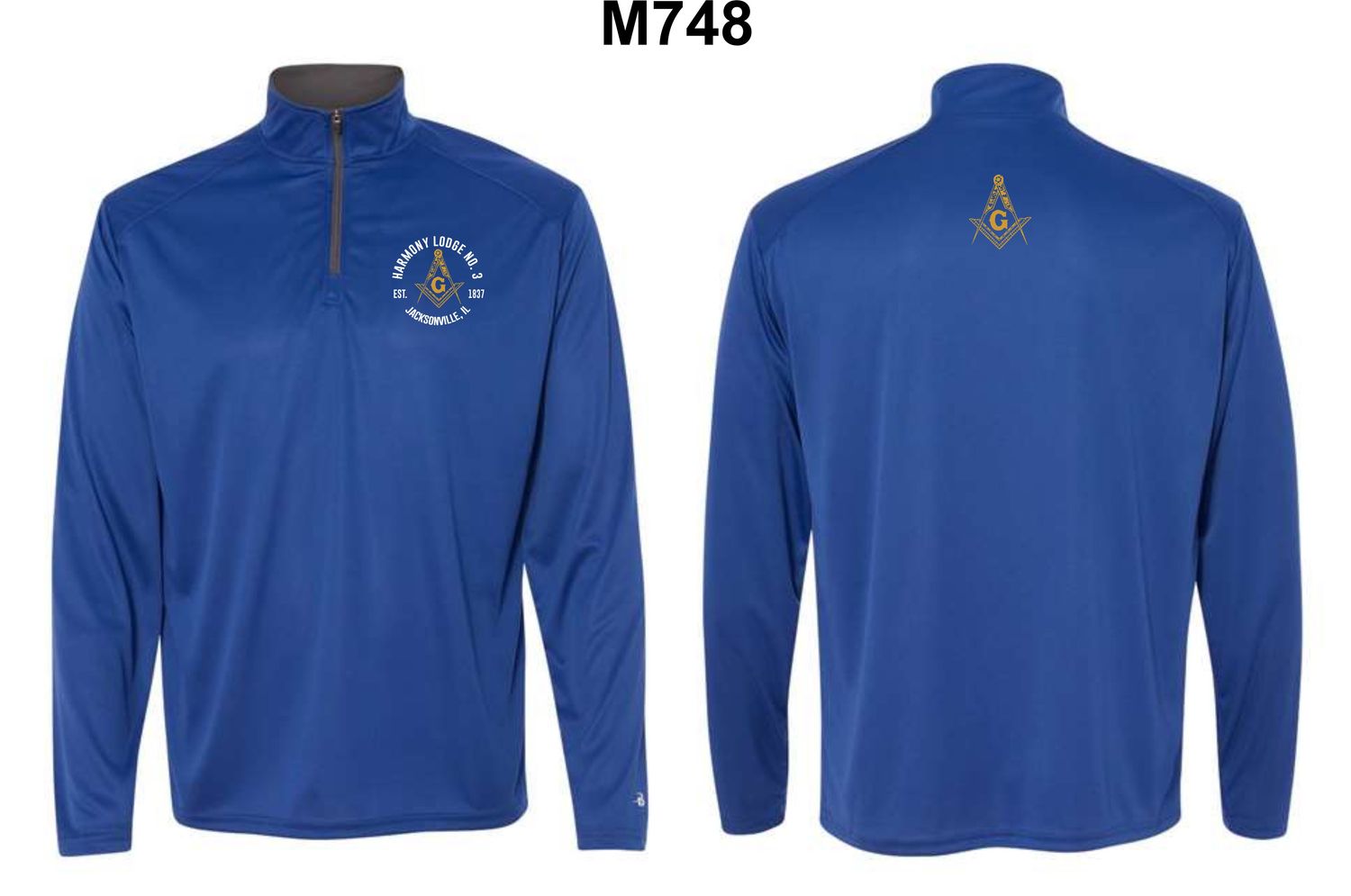 HARMONY LODGE-M748 ROYAL BLUE SNAG PROTECTION QUARTER-ZIP (EMBROIDERED)