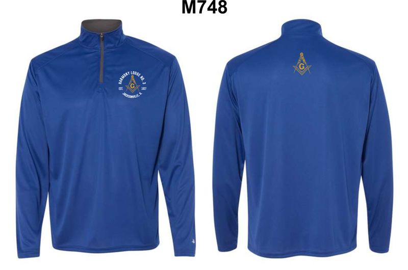 HARMONY LODGE-M748 ROYAL BLUE SNAG PROTECTION QUARTER-ZIP (EMBROIDERED)