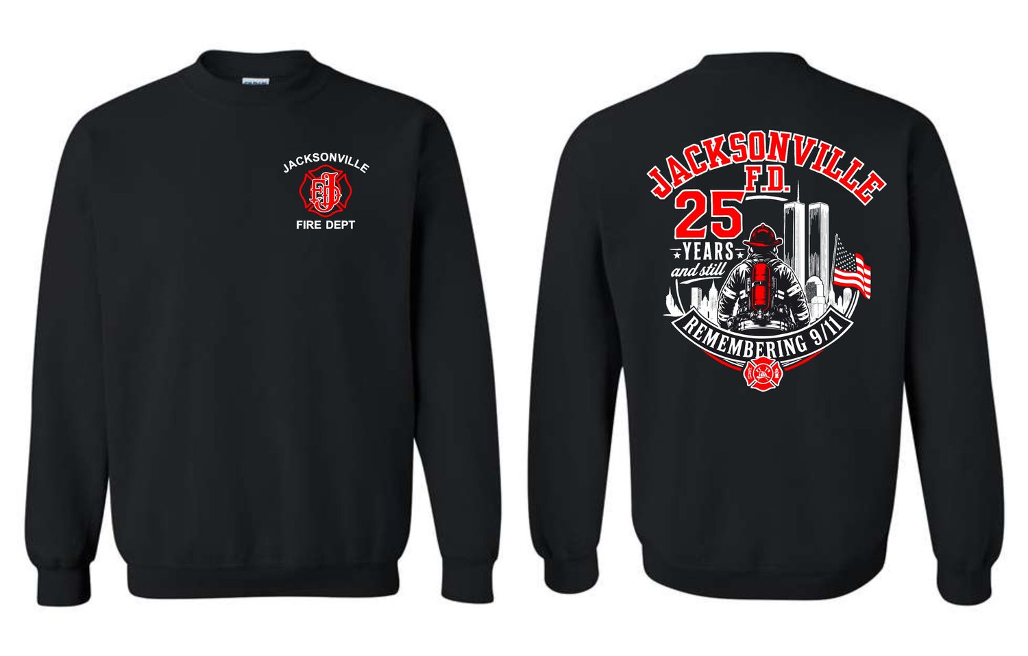 JFD 911-18000 BLACK CREWNECK SWEATSHIRT