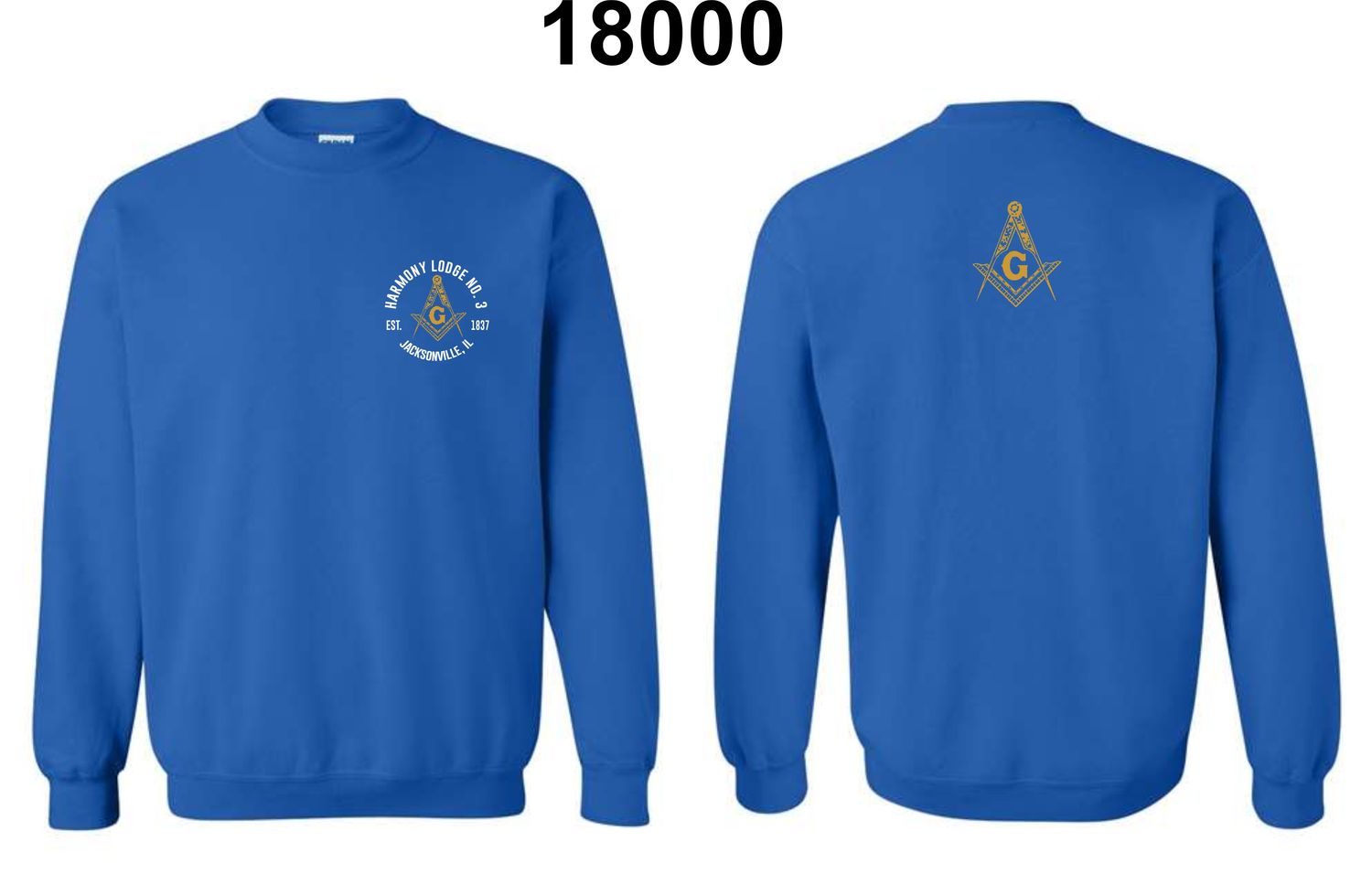 HARMONY LODGE-18000 ROYAL BLUE CREWNECK SWEATSHIRT
