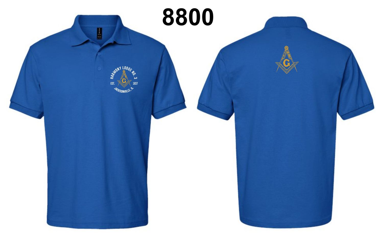 HARMONY LODGE-8800 ROYAL BLUE DRYBLEND POLO (EMBROIDERED)