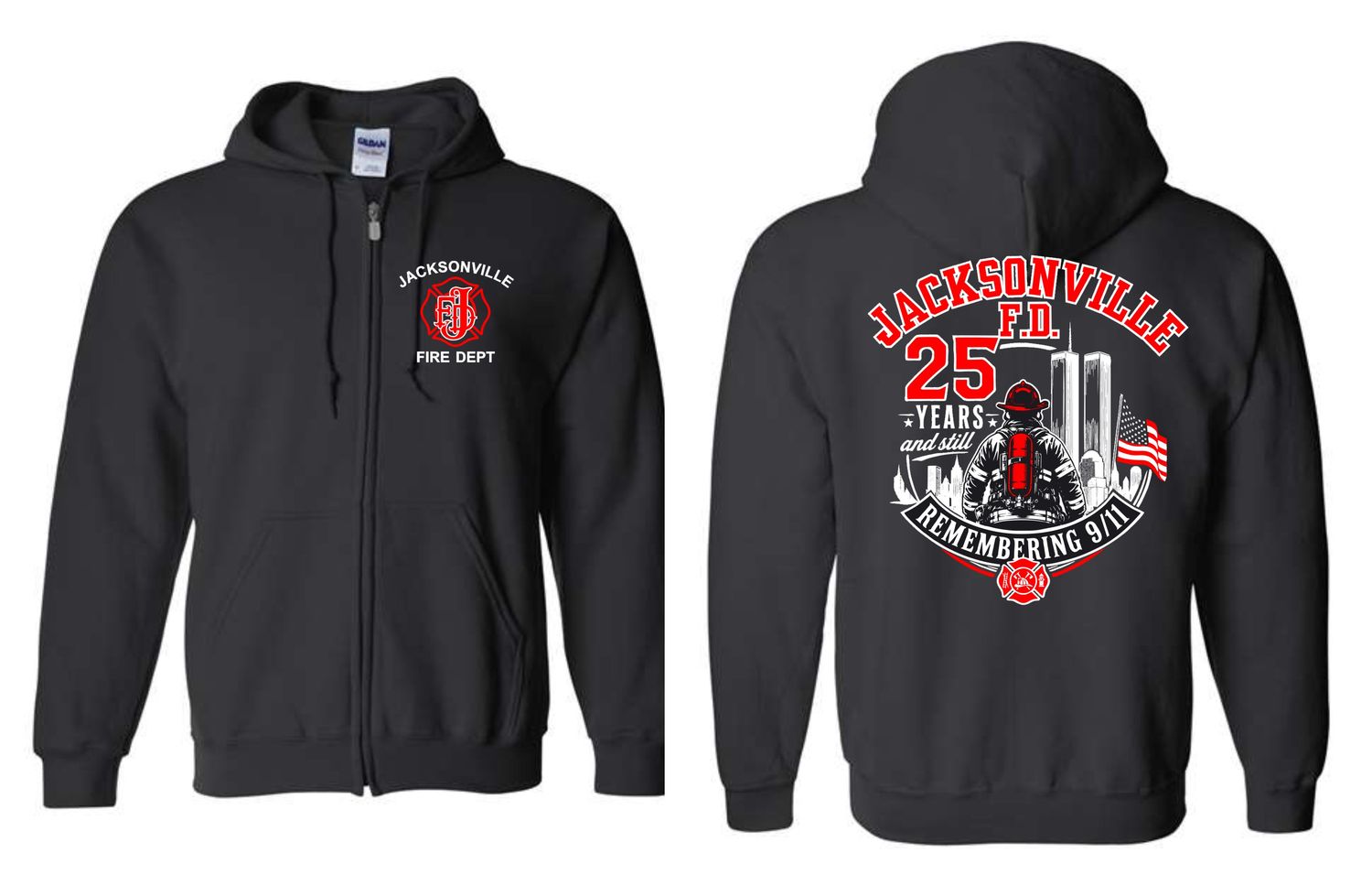 JFD 911-18600 BLACK ZIP-UP HOODIE